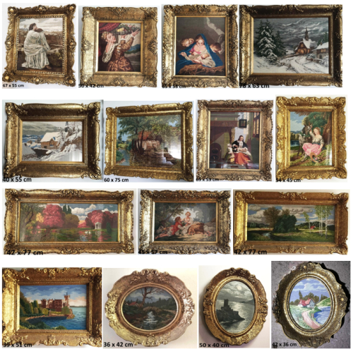 Set of 15 Vintage Wiehler Gobelins Needlepoint Cross Stitch Handmade Originals